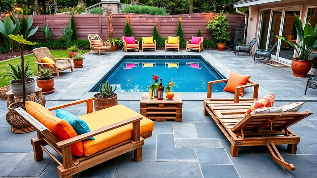 creative stylish poolside setup