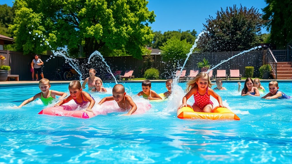 family pool relay fun