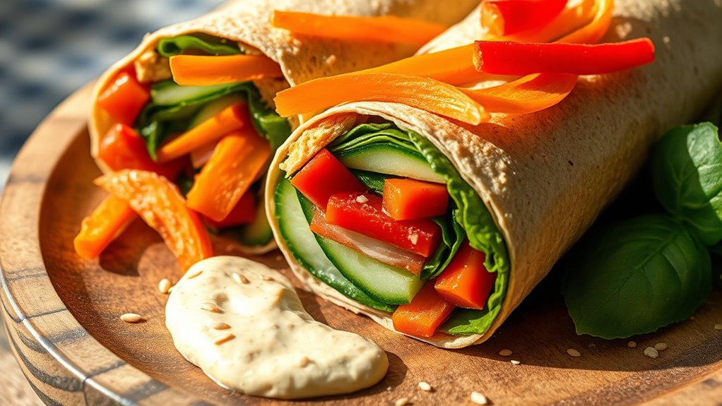 fresh colorful nutritious wraps