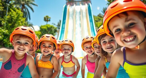 kids getting ready for slides