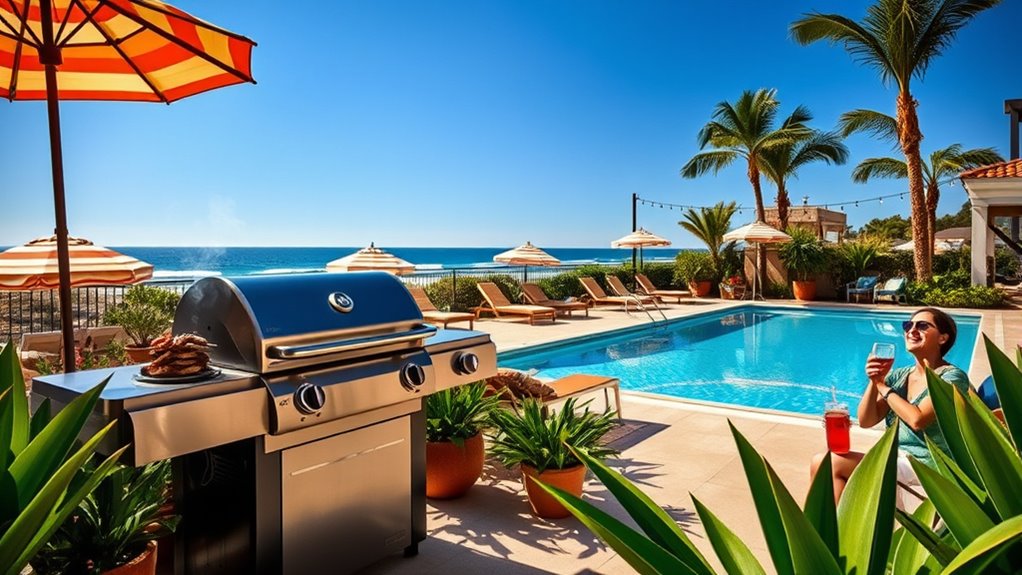 poolside ambiance and lighting