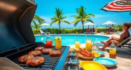 poolside grilling and relaxation