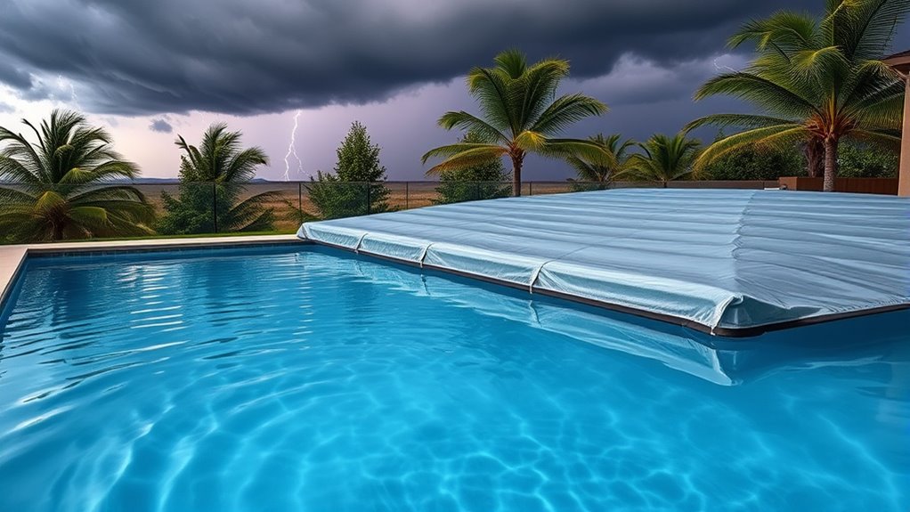 secure pool before storms