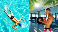 swimming or gym workouts