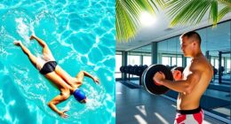swimming or gym workouts
