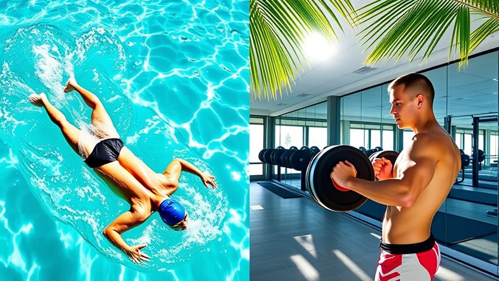 swimming or gym workouts