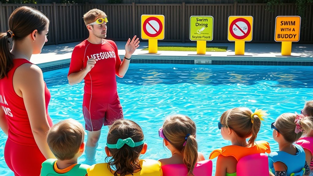 teach kids pool safety signs