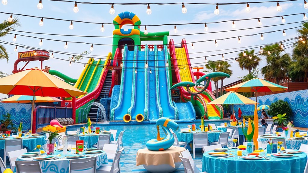 vibrant water themed decorations