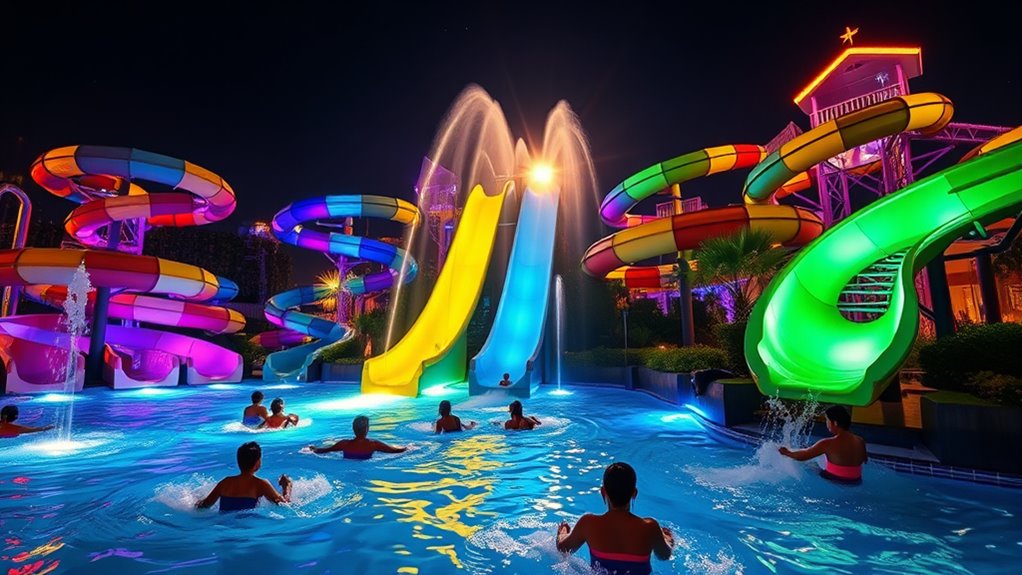 visit water parks at night