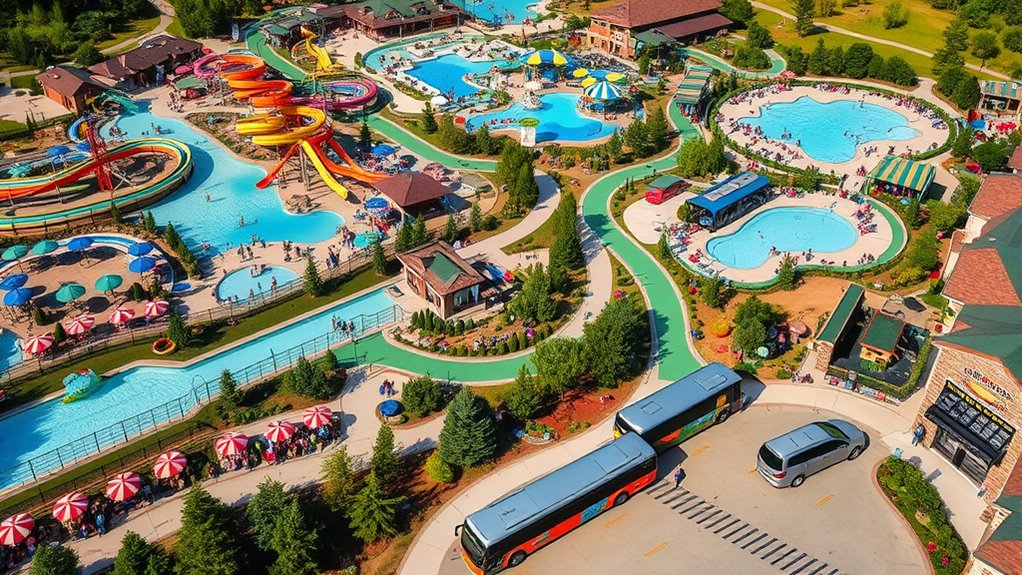 multiple interconnected water parks