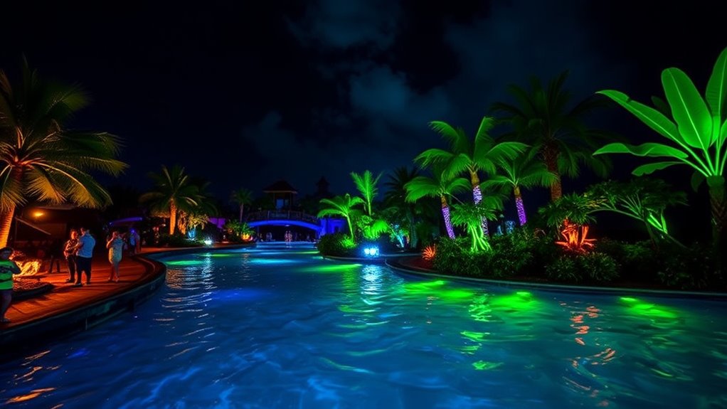 nighttime water park event