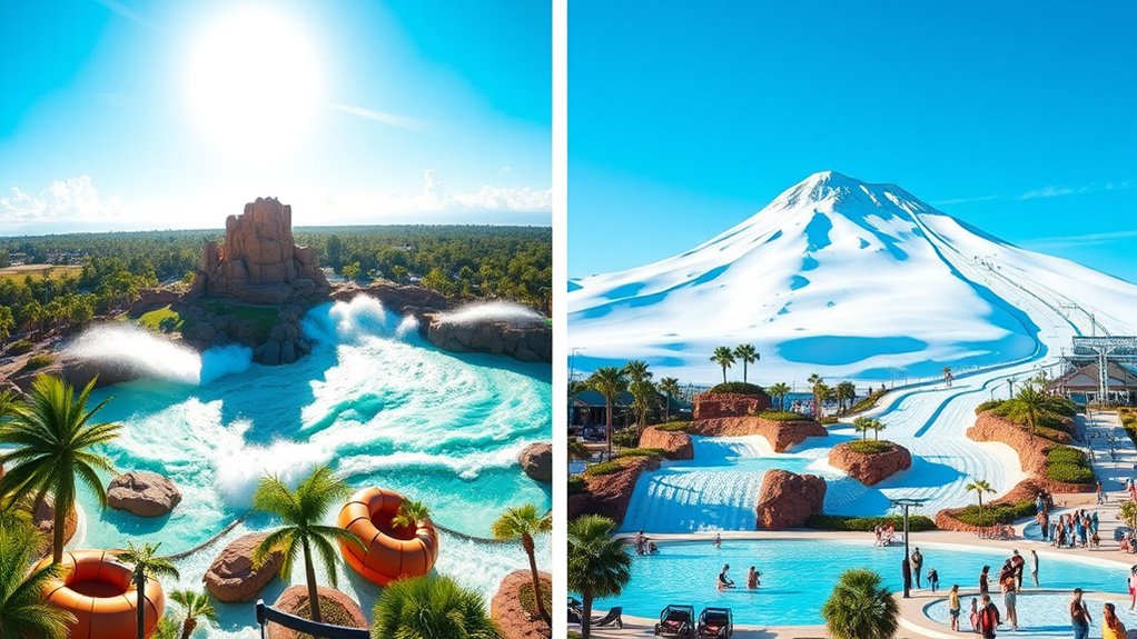 tropical vs winter themed water parks