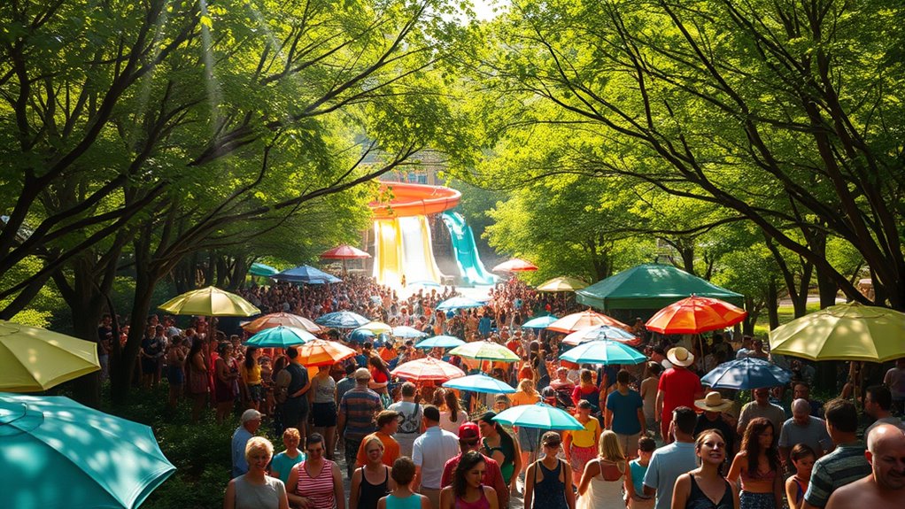 water park crowd shading