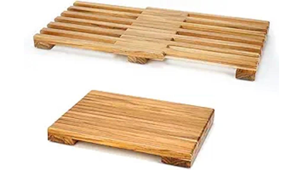 adjustable teak shower mat