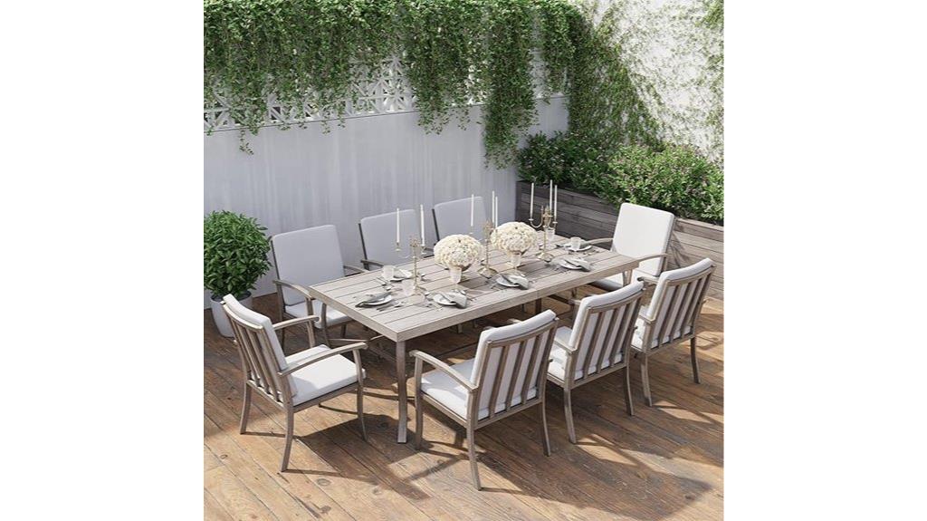 aluminum 9 piece patio dining