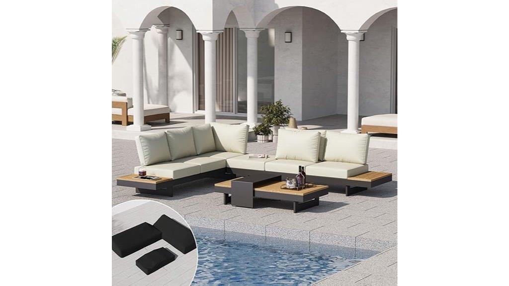 aluminum teak sofa