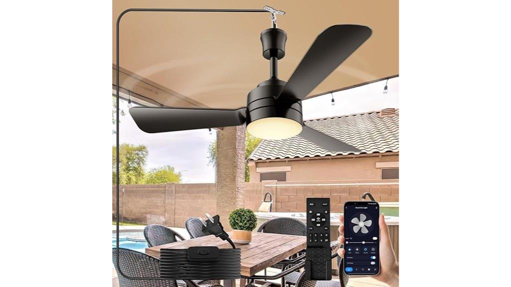 black ceiling fan with lights