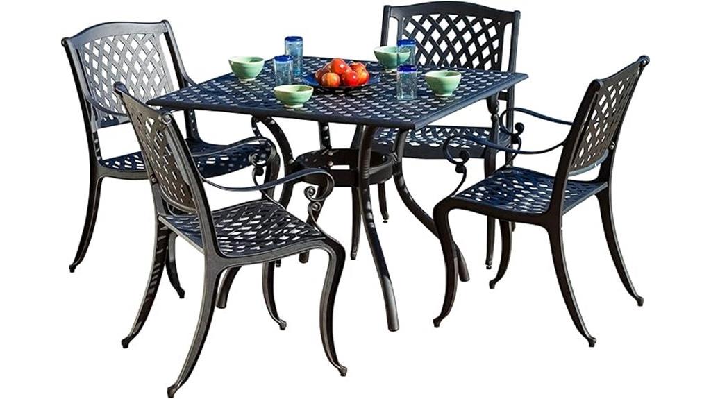 black sand outdoor dining set