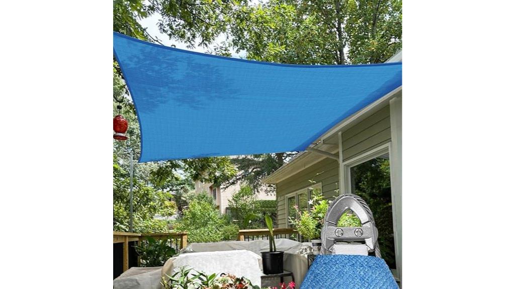 blue rectangular sun shade