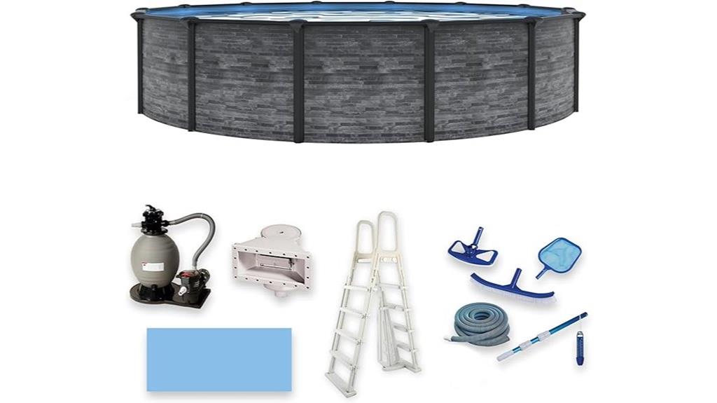 blue round above ground pool