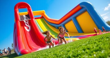 dual lane inflatable water slides