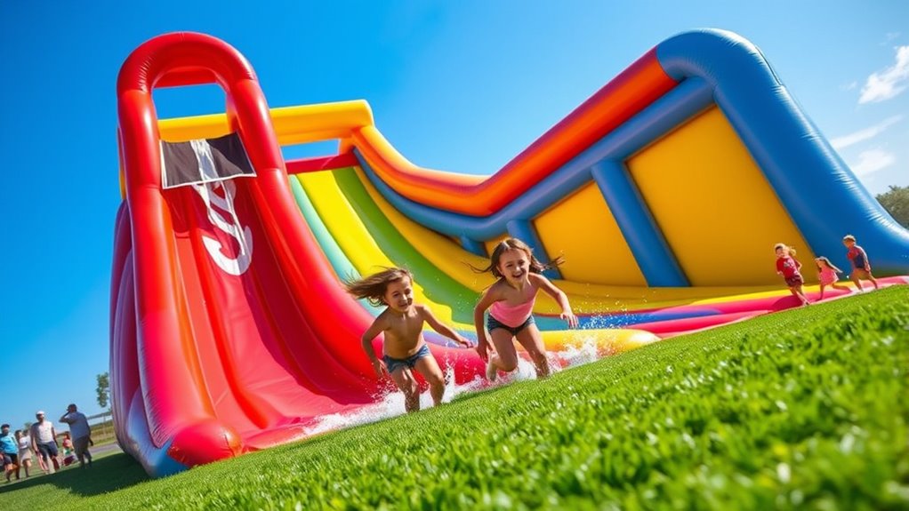 dual lane inflatable water slides