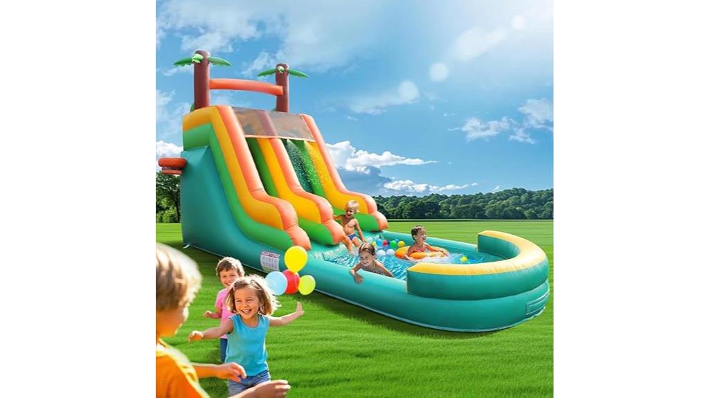 green coconut tree inflatable slide