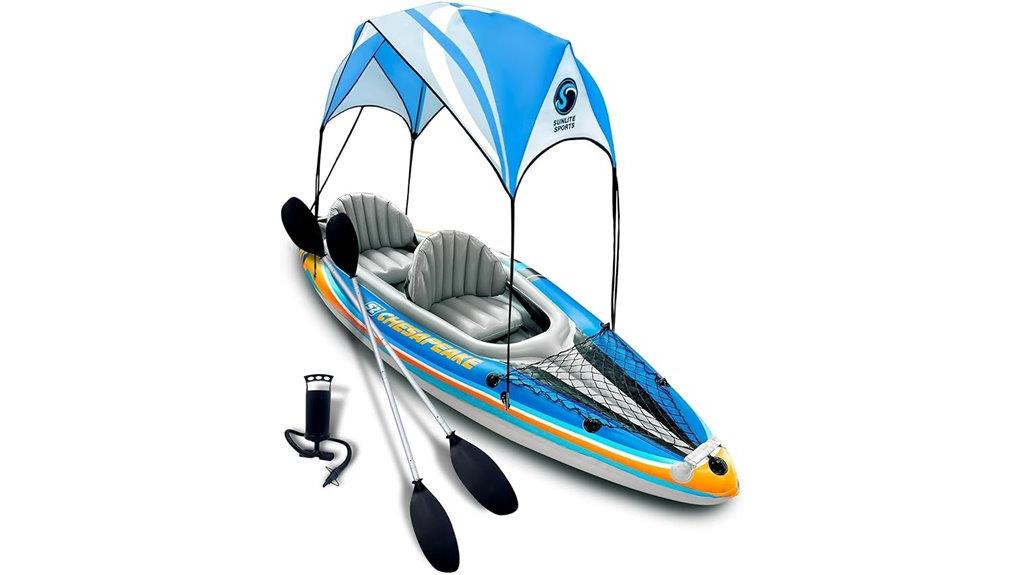 inflatable kayak with paddles