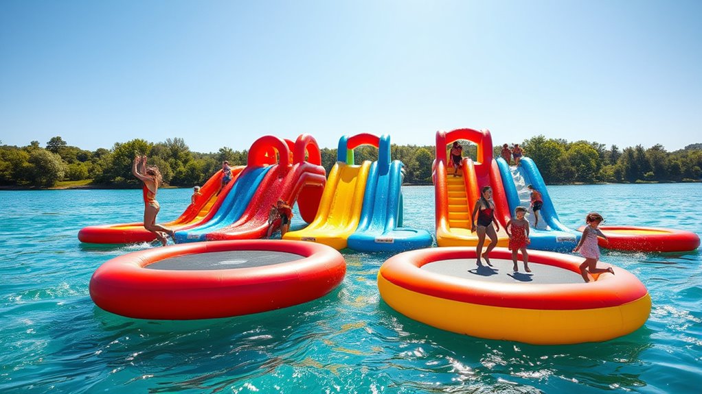 inflatable water trampoline slides