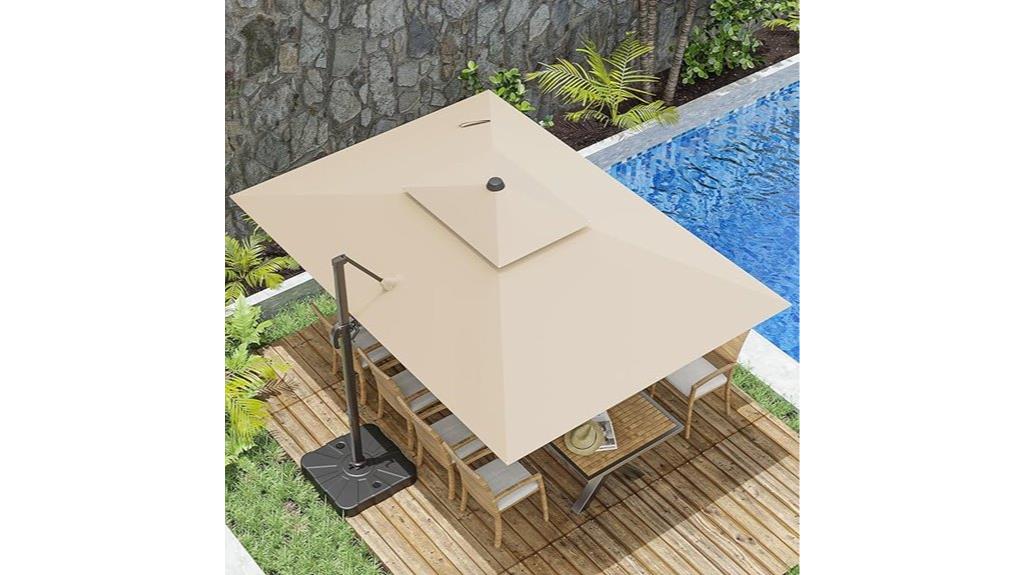large beige rotating umbrella