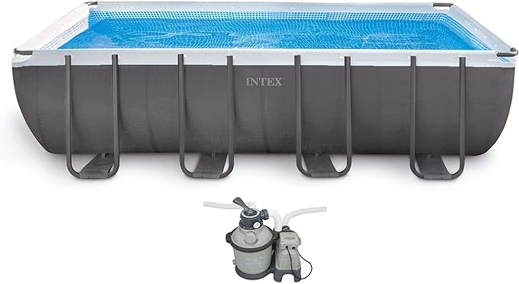 large rectangular above ground pool
