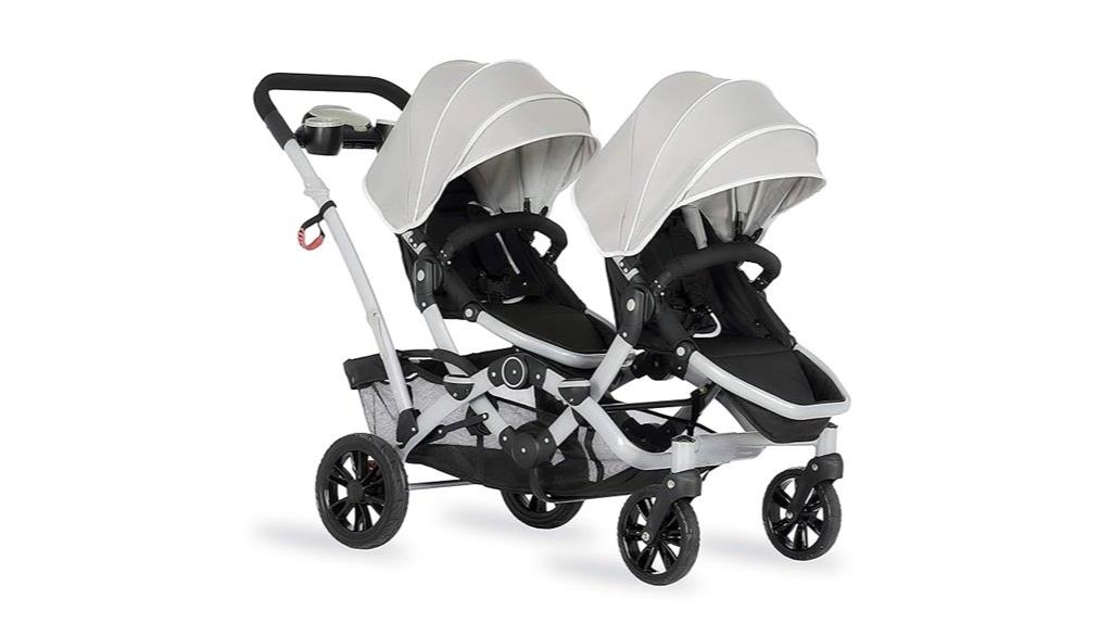 light grey tandem stroller