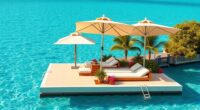 luxury floating island loungers
