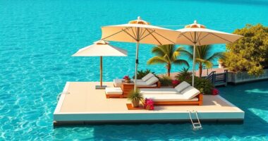 luxury floating island loungers