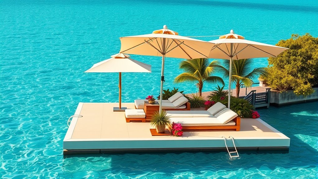luxury floating island loungers