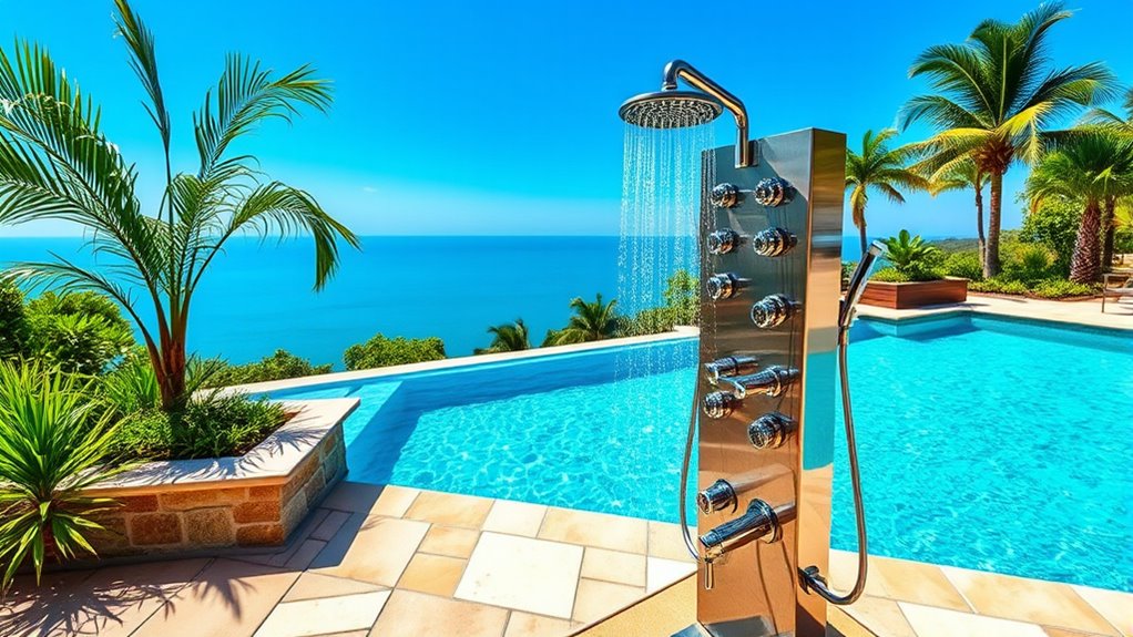 luxury outdoor shower towers