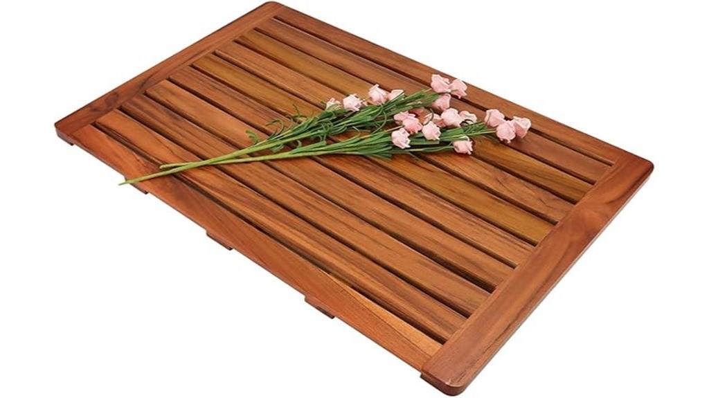 luxury teak bath mat