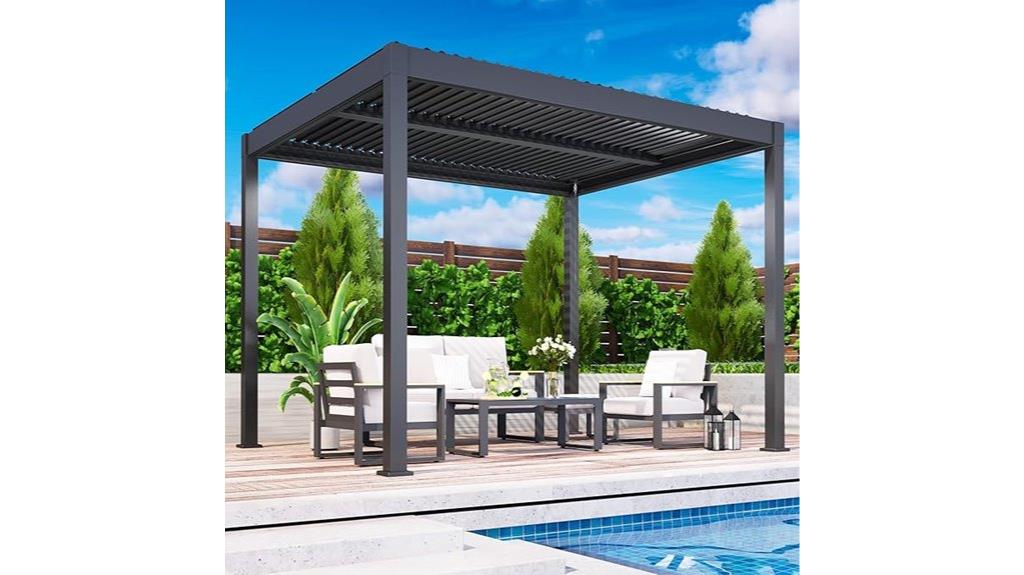 metal pergola with adjustable louvers