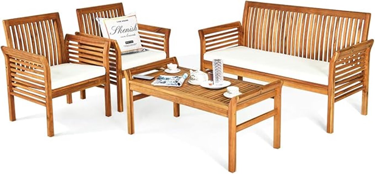 outdoor acacia wood patio