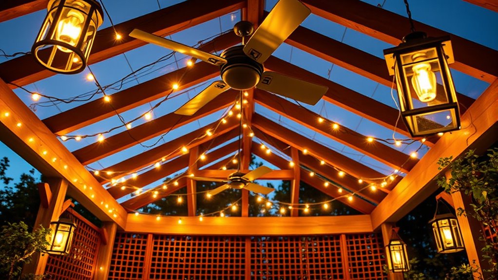 outdoor gazebo lighting and fans