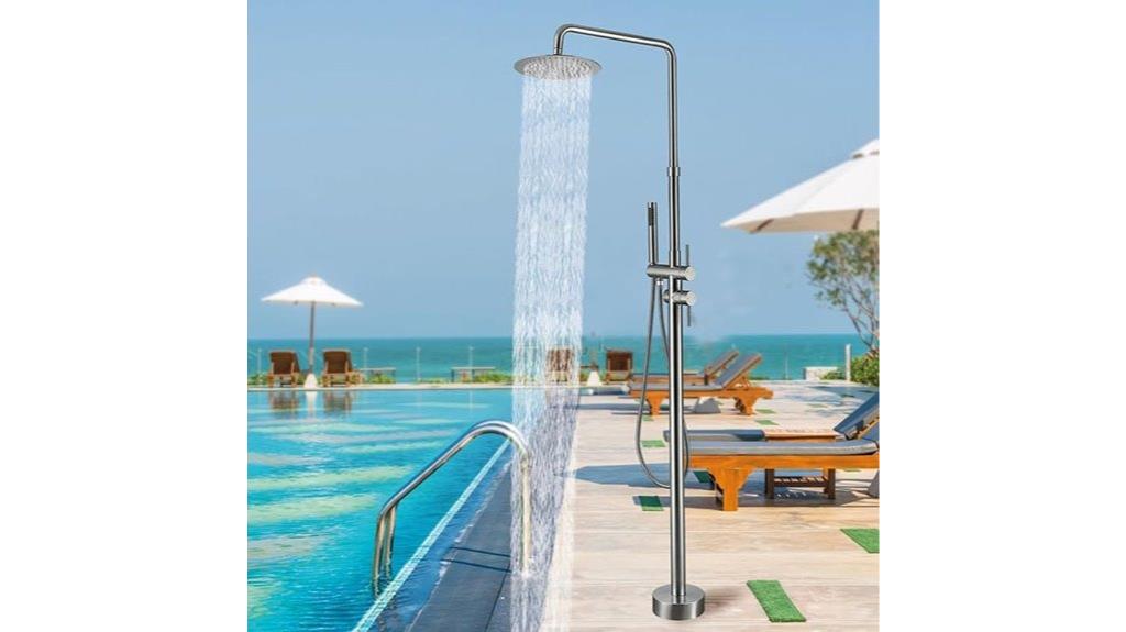 outdoor shower with rainhead