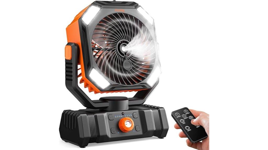 portable misting fan with led
