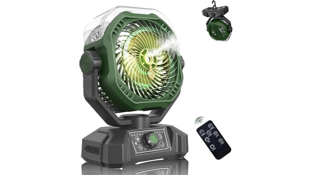 rechargeable 8 speed misting fan