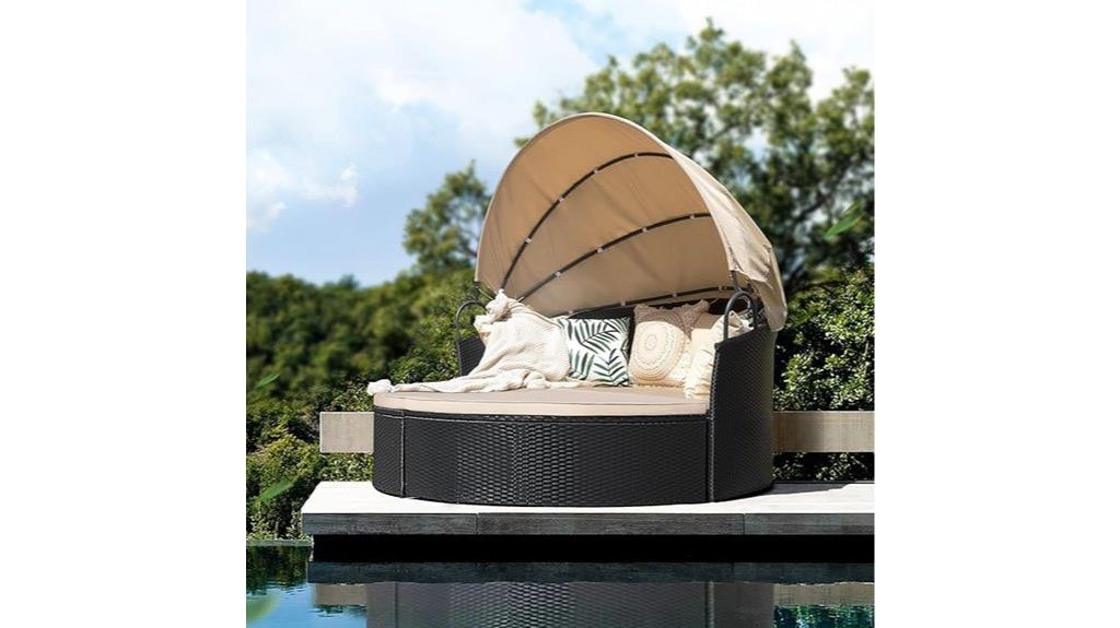 round wicker canopy sofa