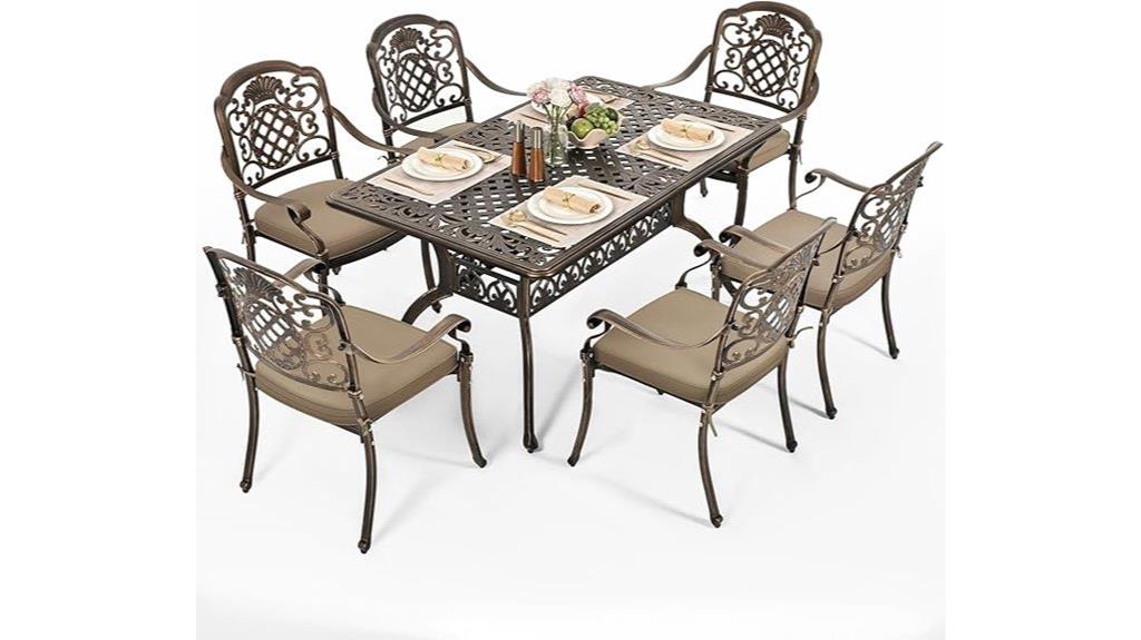 seven piece aluminum dining set