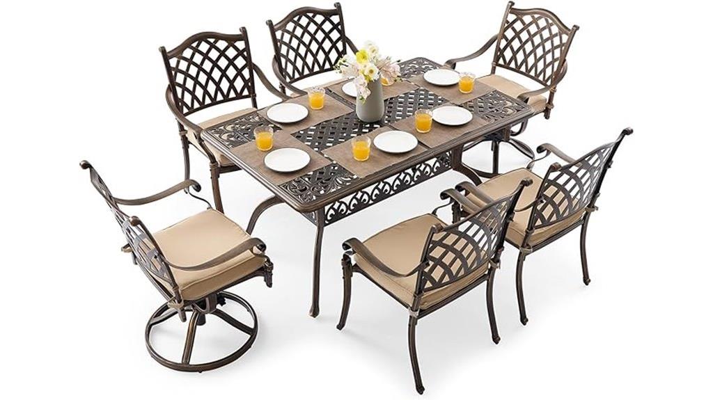 seven piece aluminum patio set