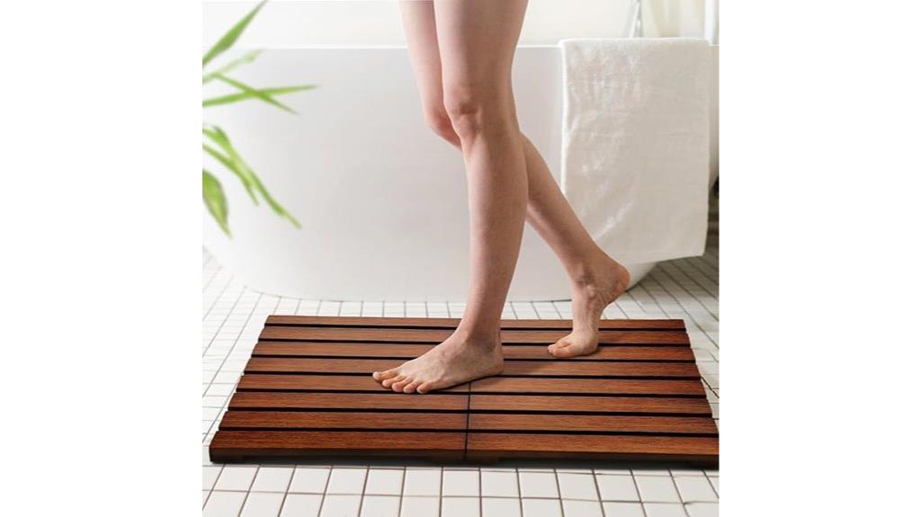 teak shower mat with rubber