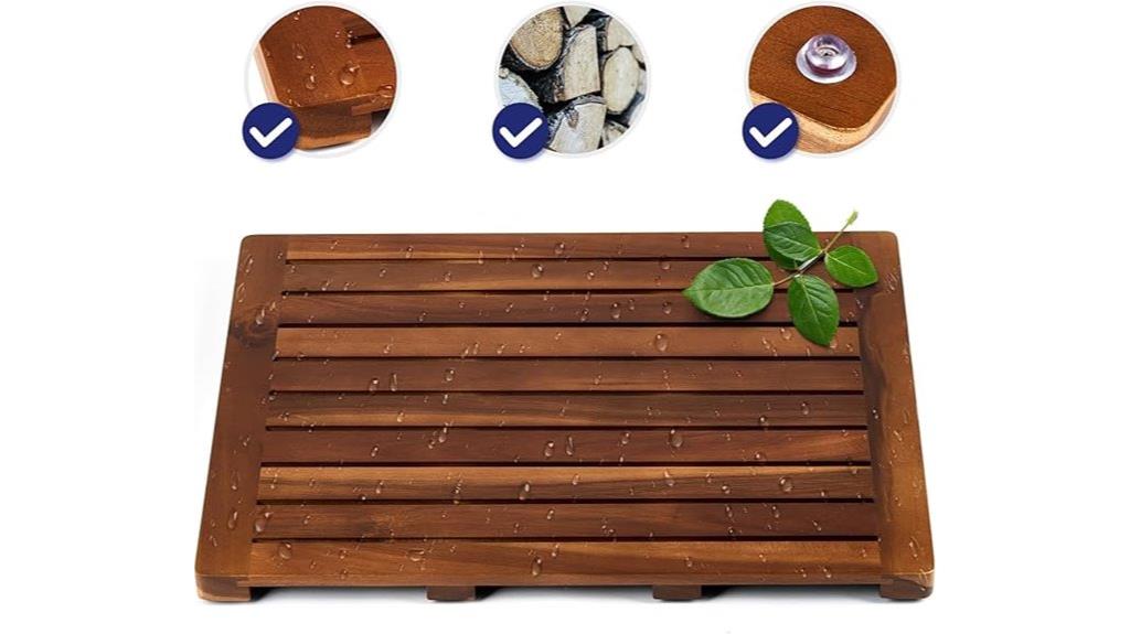 teak wooden bath mat