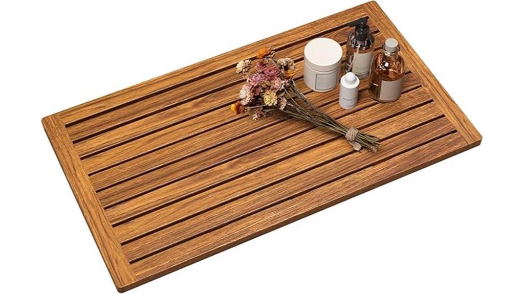 teak wooden bathroom mat