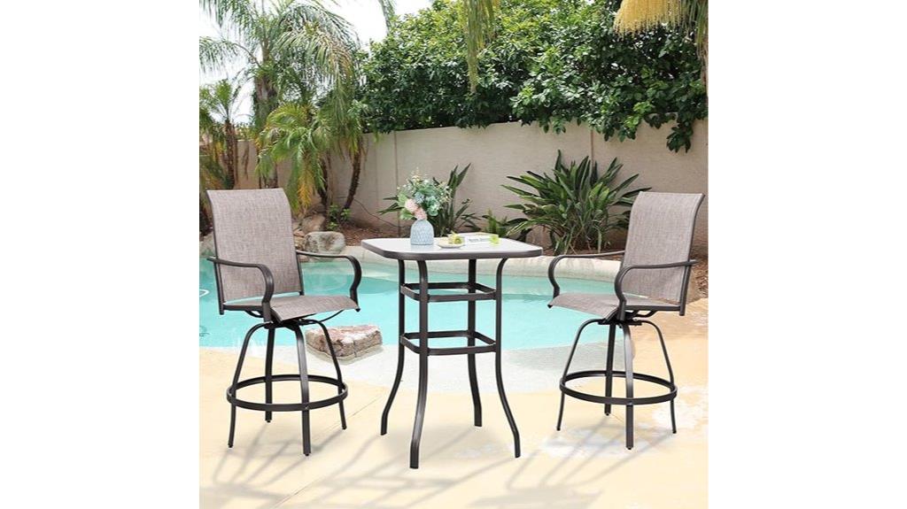 three piece patio bar set